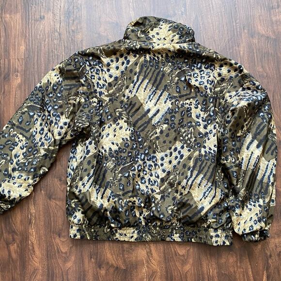 Active Studio Vintage Camo Pattern Jacket Size Extra Large Zip Front Elastic Hem - Picture 9 of 10